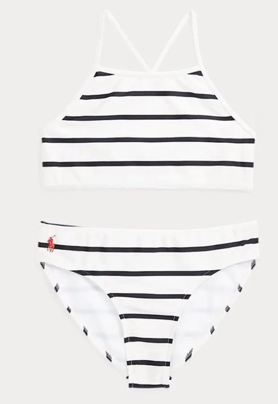 Polo Ralph Lauren Striped Stretch Two-Piece Swimsuit Girls Sz 14 NEW
